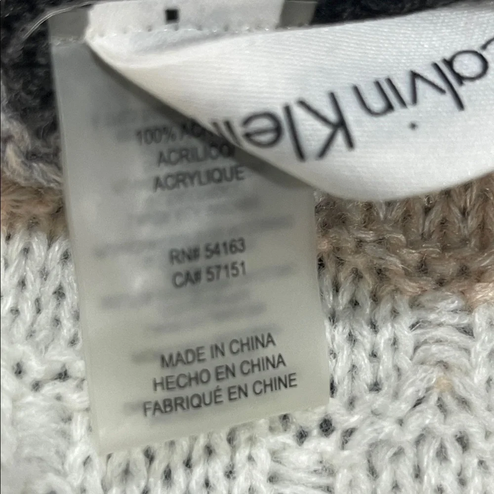 *Calvin Klein Women's Piink & Gray Striped Infinity Scarf